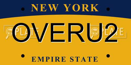 OVERU2 New York License Plate