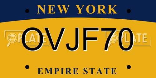 OVJF70 New York License Plate