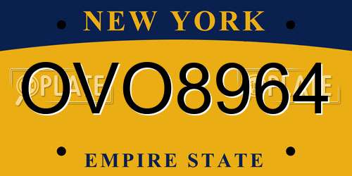 OVO8964 New York License Plate