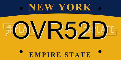 OVR52D New York License Plate