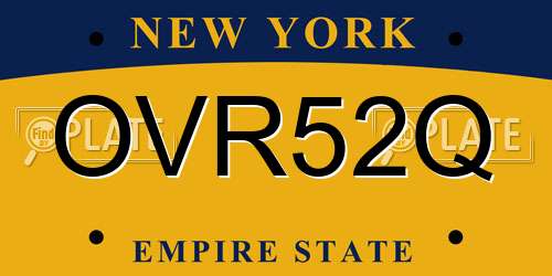 OVR52Q New York License Plate