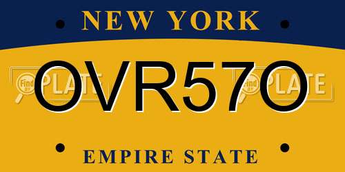 OVR57O New York License Plate