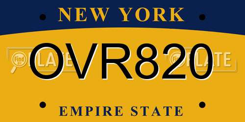 OVR820 New York License Plate