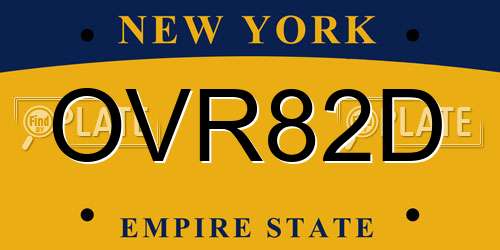 OVR82D New York License Plate
