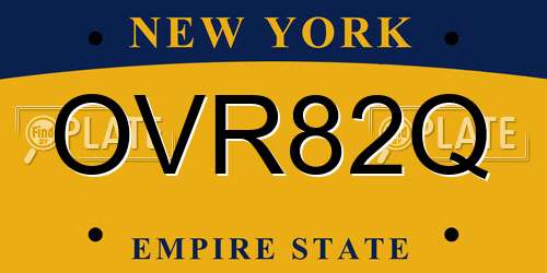 OVR82Q New York License Plate