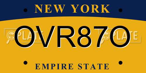 OVR87O New York License Plate