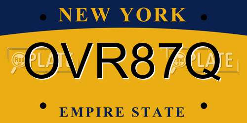 OVR87Q New York License Plate