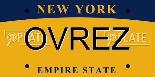 OVREZ New York License Plate