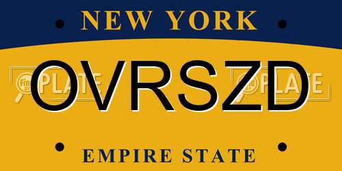 OVRSZD New York License Plate