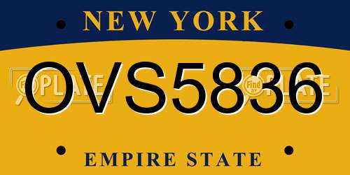 OVS5836 New York License Plate