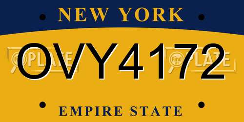 OVY4172 New York License Plate