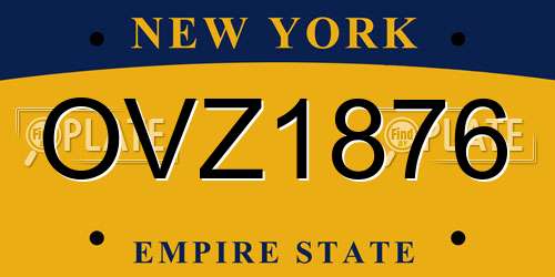 OVZ1876 New York License Plate