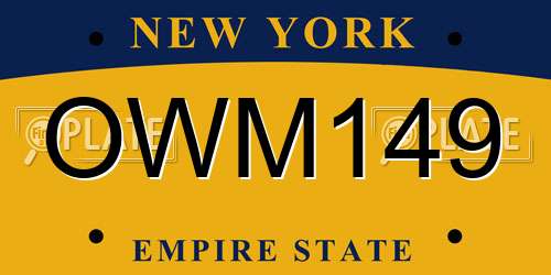 OWM149 New York License Plate