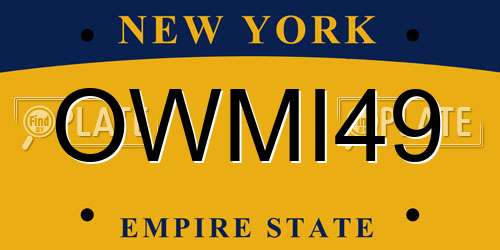 OWMI49 New York License Plate