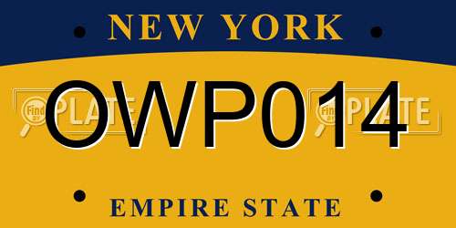 OWP014 New York License Plate
