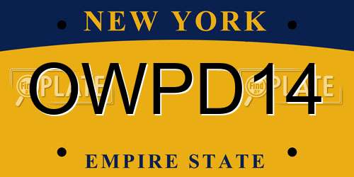 OWPD14 New York License Plate