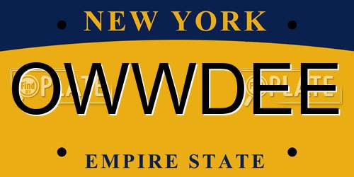 OWWDEE New York License Plate