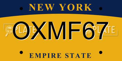 OXMF67 New York License Plate