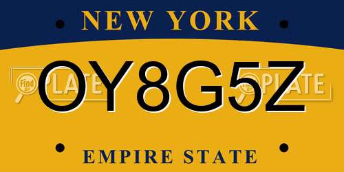 OY8G5Z New York License Plate