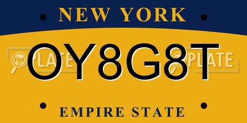 OY8G8T New York License Plate