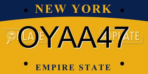 OYAA47 New York License Plate