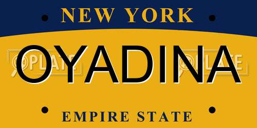 OYADINA New York License Plate