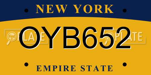 OYB652 New York License Plate
