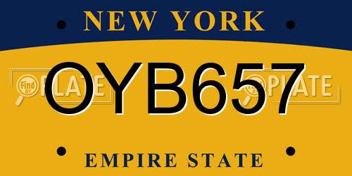 OYB657 New York License Plate