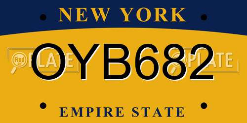 OYB682 New York License Plate