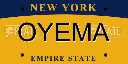 OYEMA New York License Plate