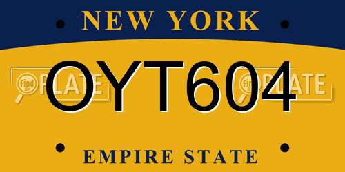 OYT604 New York License Plate