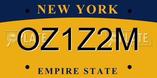 OZ1Z2M New York License Plate