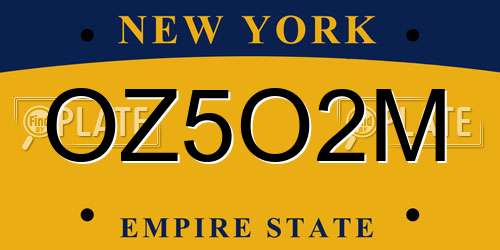 OZ5O2M New York License Plate