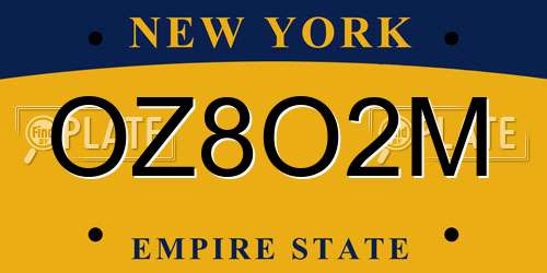 OZ8O2M New York License Plate