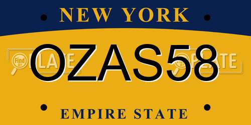 OZAS58 New York License Plate