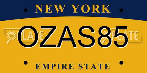 OZAS85 New York License Plate