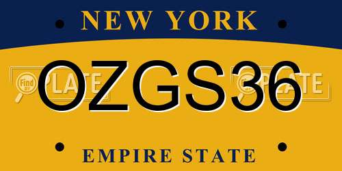 OZGS36 New York License Plate