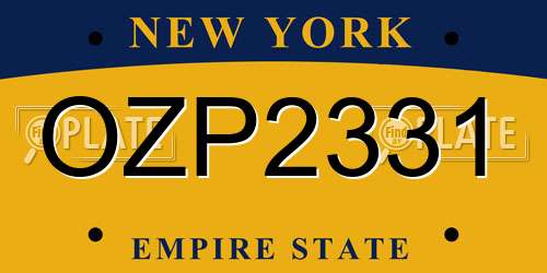 OZP2331 New York License Plate