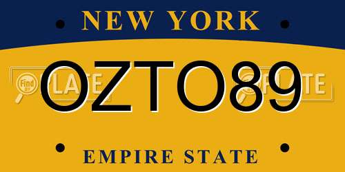 OZTO89 New York License Plate
