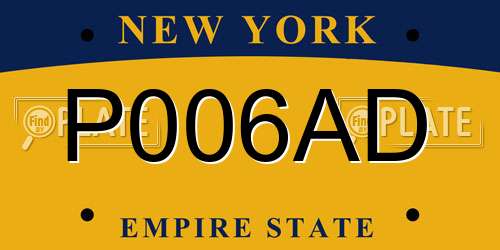 P006AD New York License Plate