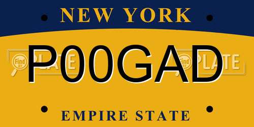 P00GAD New York License Plate