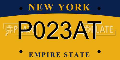 P023AT New York License Plate