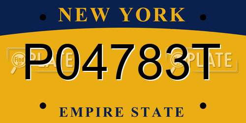 P04783T New York License Plate