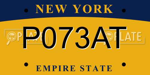 P073AT New York License Plate
