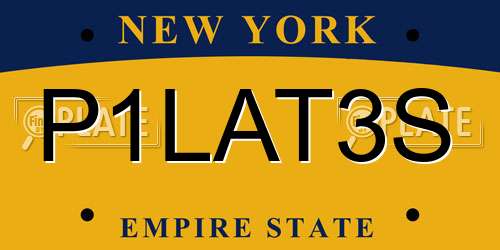P1LAT3S New York License Plate