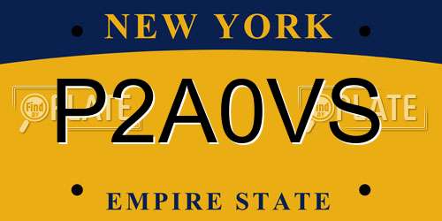 P2A0VS New York License Plate