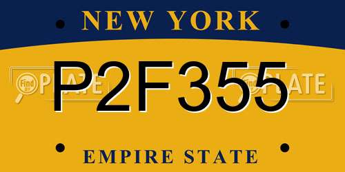 P2F355 New York License Plate