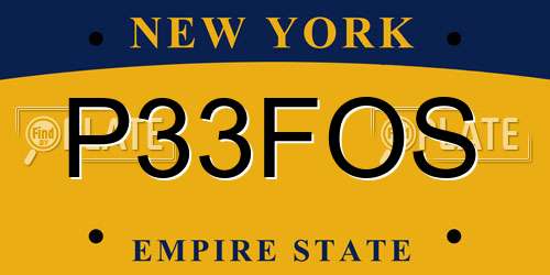 P33FOS New York License Plate