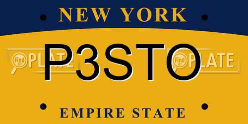 P3STO New York License Plate