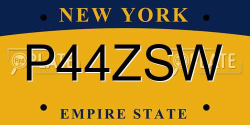P44ZSW New York License Plate